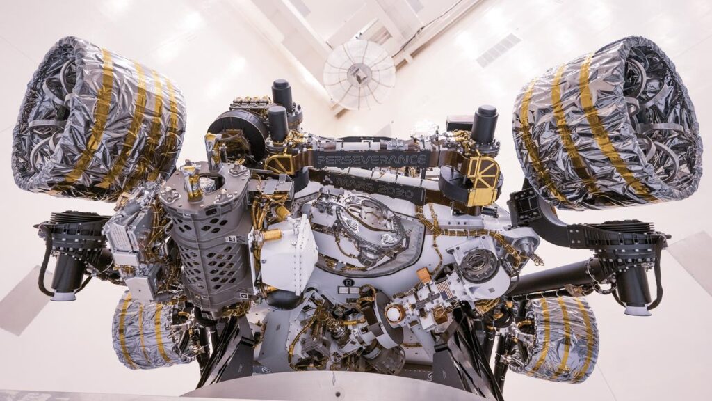 Mars Perseverance Rover undergoing Mass Properties Test