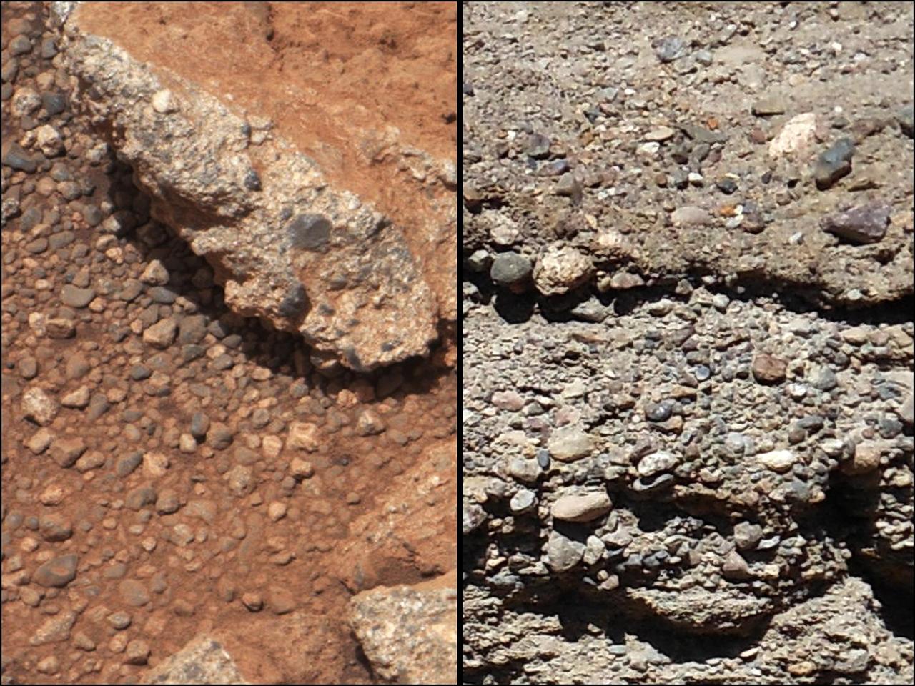Conglomerate on Mars surface as evidence of flowing water