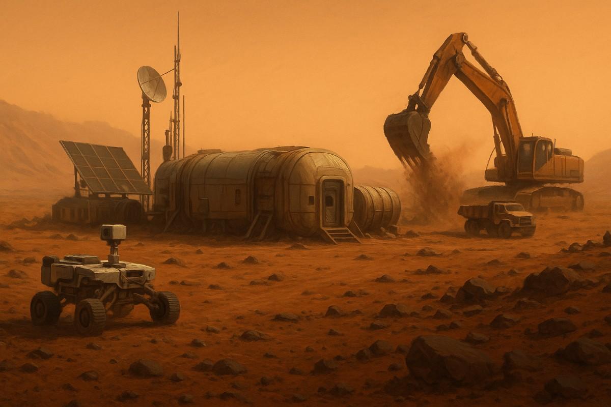 Mining on Mars creative concept