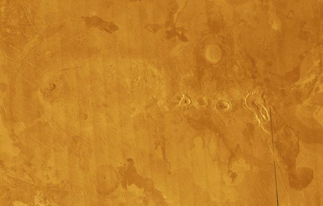 Venus volcanic plain - An area replete with diverse volcanic features