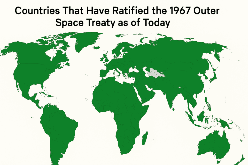 a map representing countries that have ratified the outer space treaty