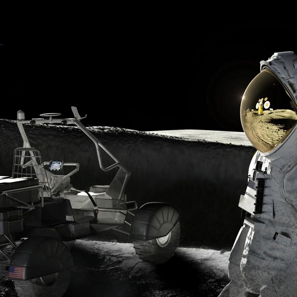 Artist’s concept of astronauts and equipment working on the Moon. In a future lunar mining scenario, an accident raises pressing questions of jurisdiction and responsibility.