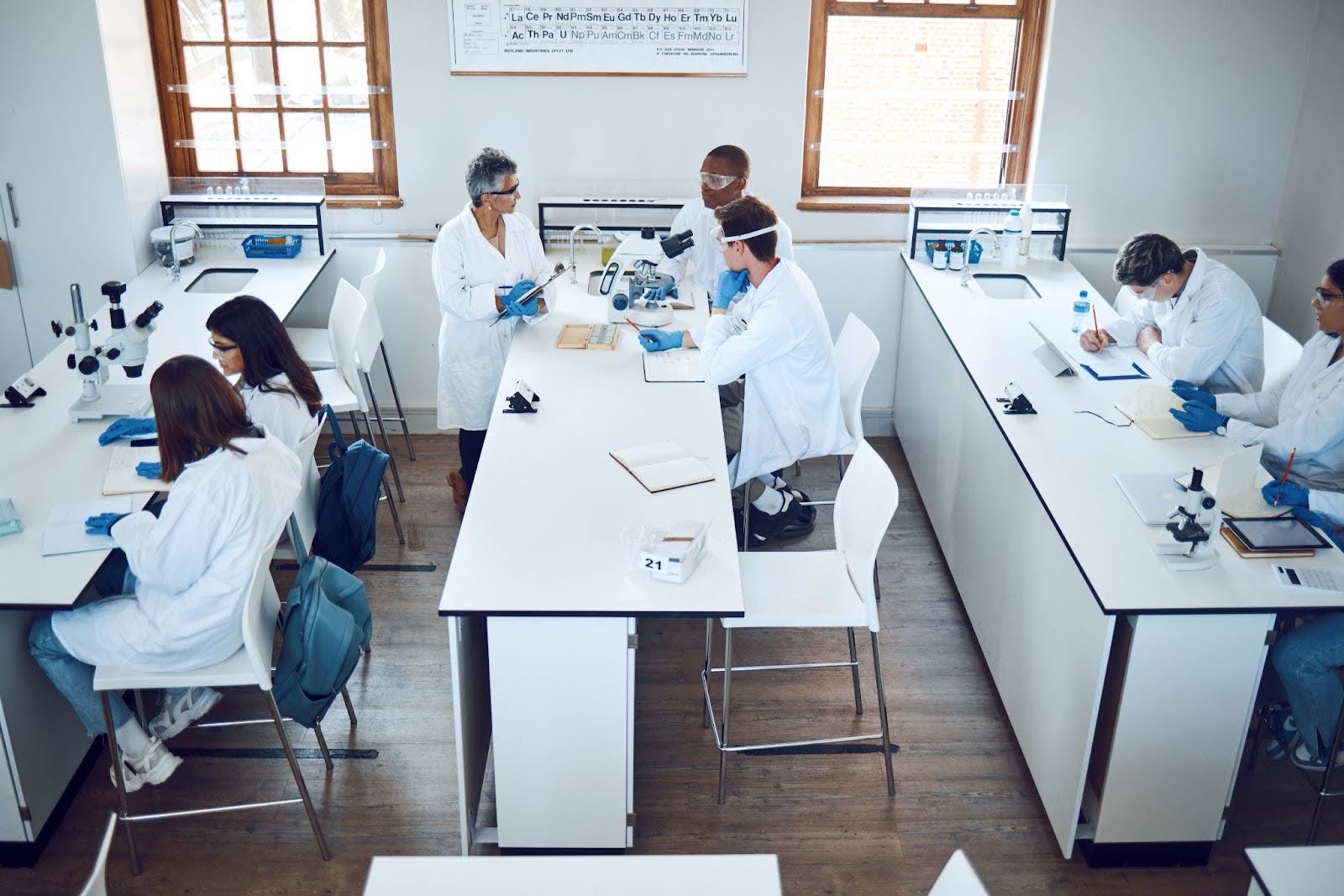 Students researching in a laboratory
