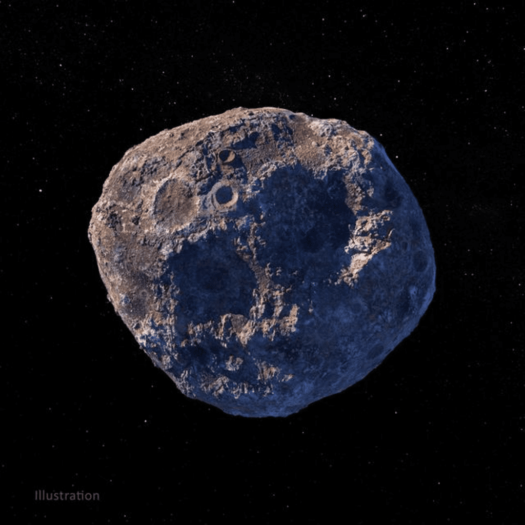 Rocky asteroid with craters against starry background.